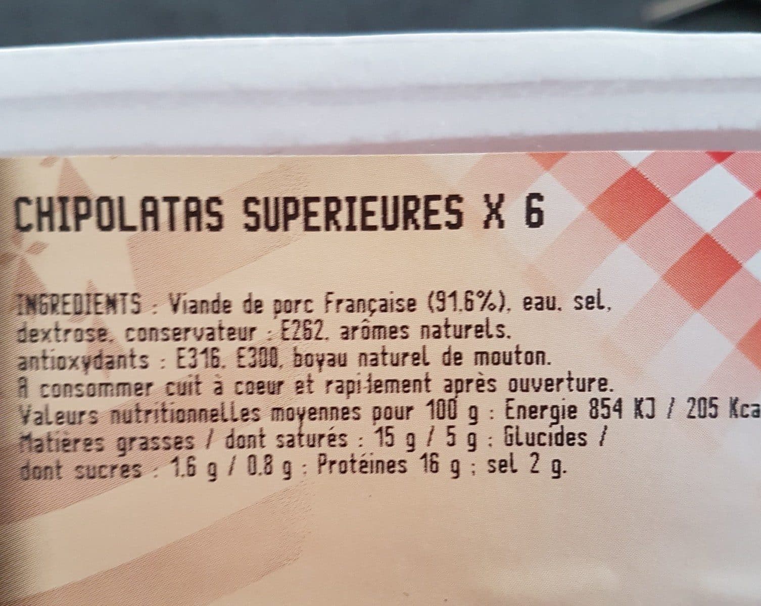 Open Food Facts Chipolatas superieures packshot