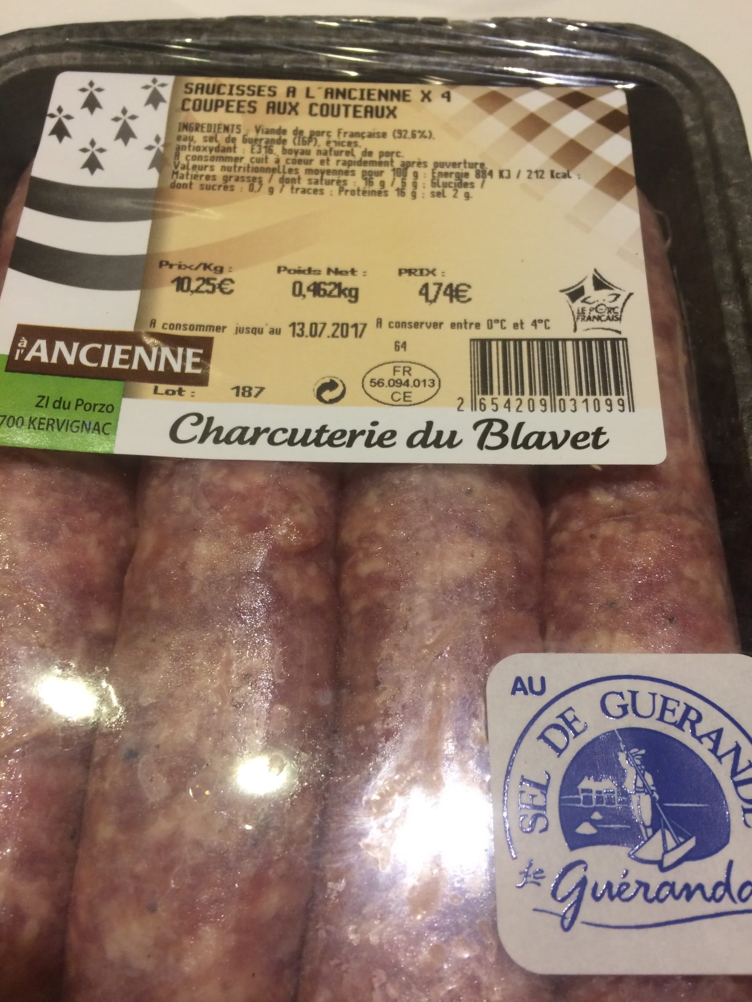 Charcuterie Du Blavet Saucisses a l ancienne coupees aux couteaux packshot