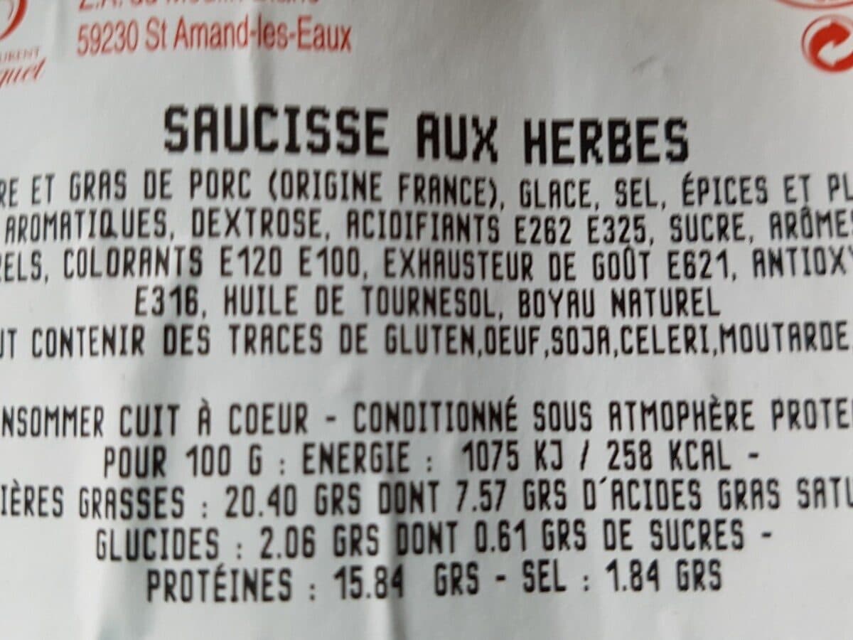 Open Food Facts Saucisses aux herbes Laurent Bocquet packshot