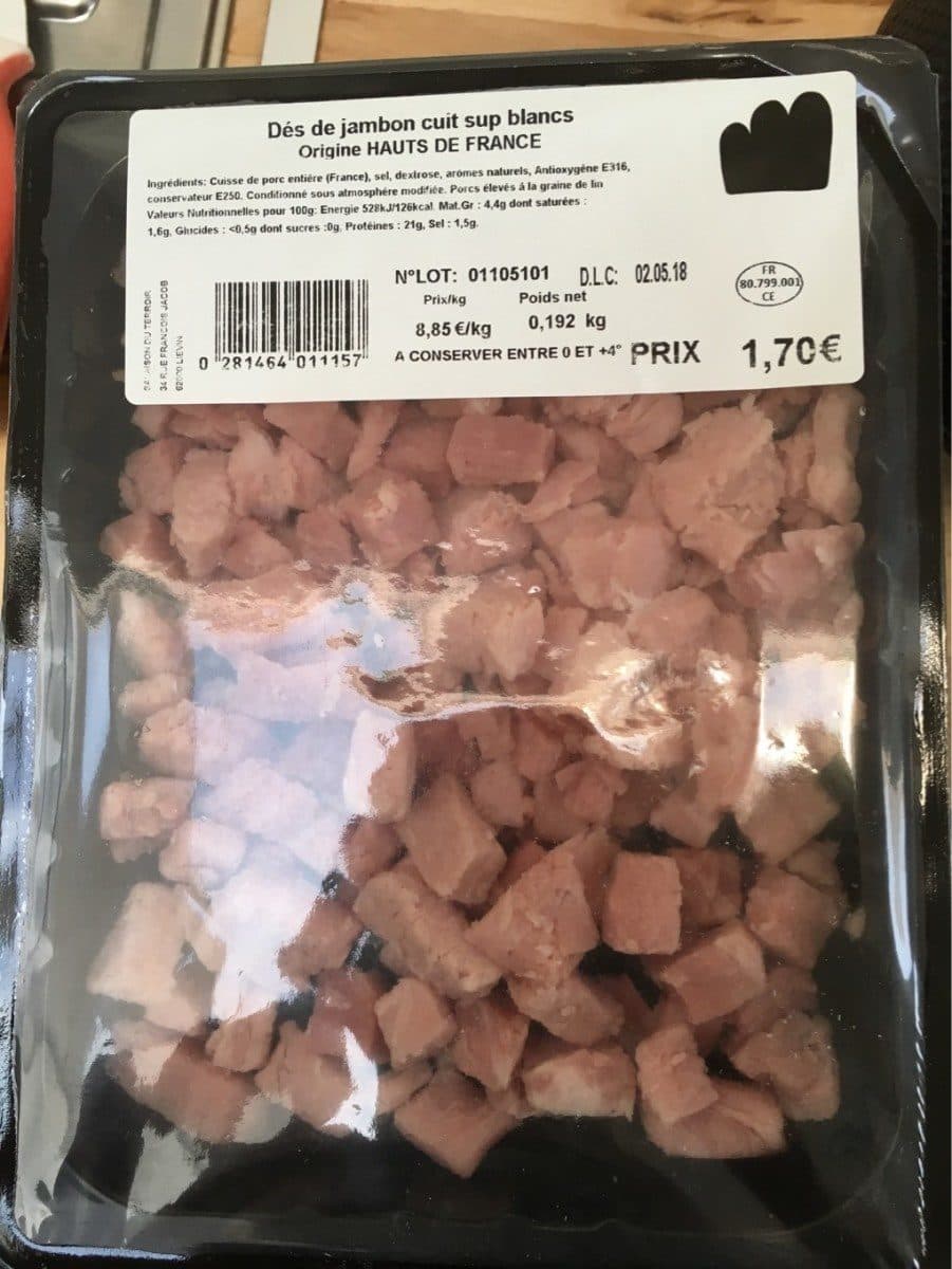 Open Food Facts Dés de jambon cuit superieur blanc packshot