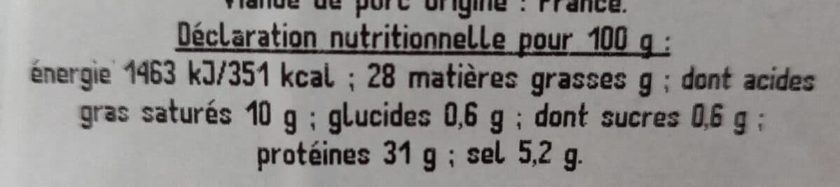 Open Food Facts Saucisse pur porc corse fume nu packshot