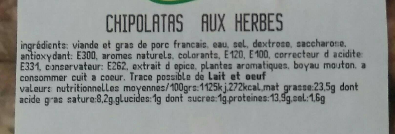 Open Food Facts Chipolatas aux Herbes packshot
