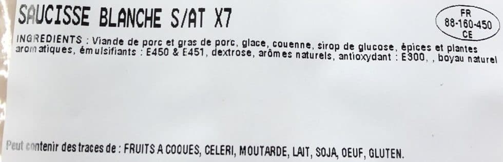 PROGALOR Saucisse blanche packshot