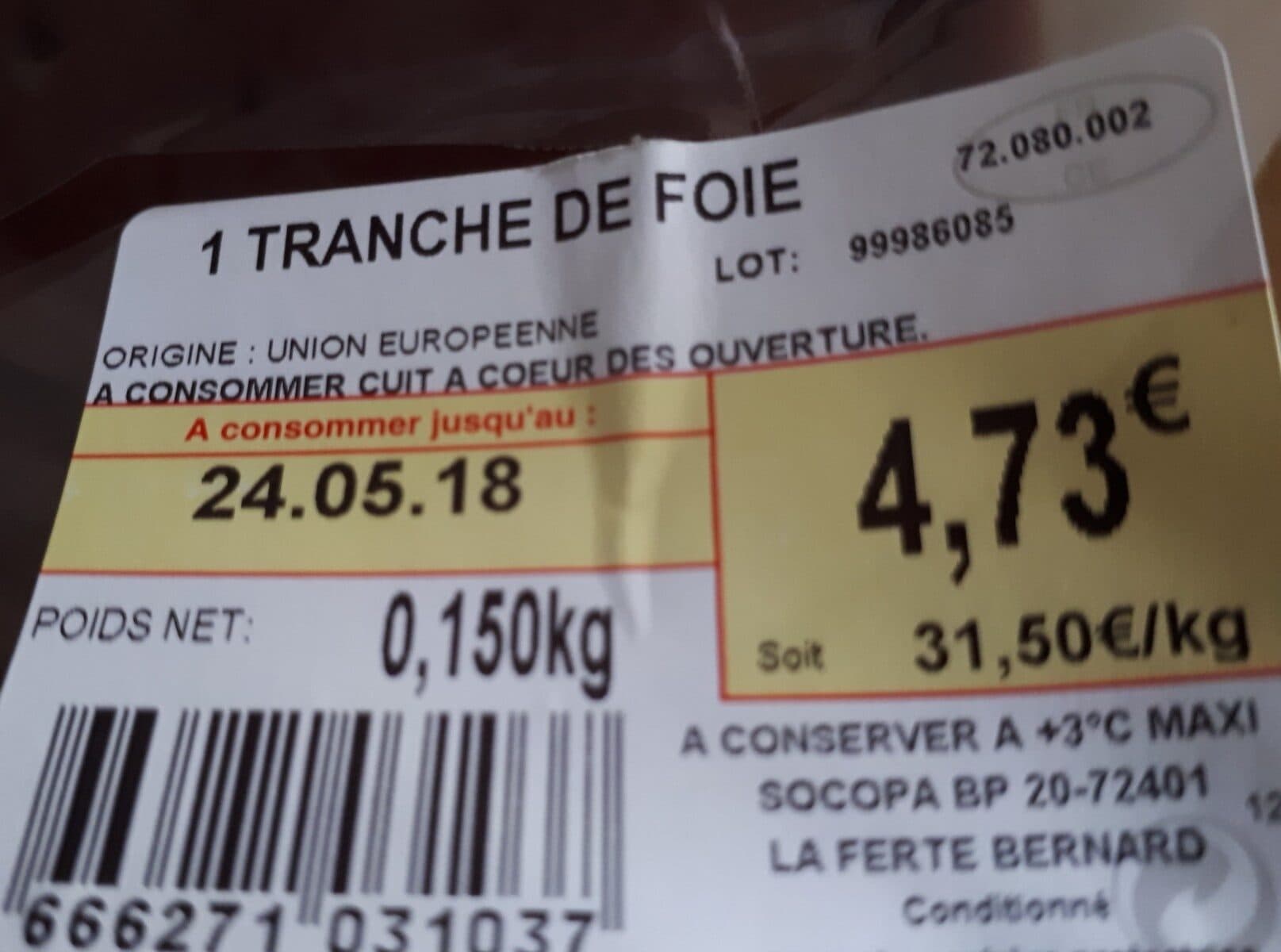 Open Food Facts 1 tranche de foie de veau packshot