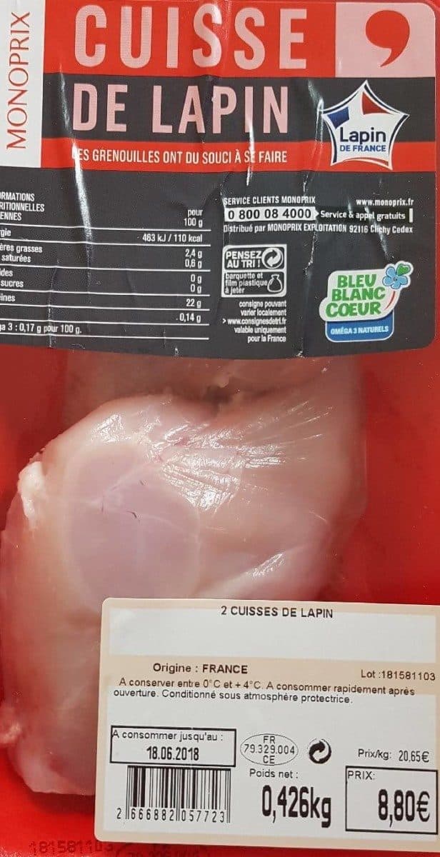 Monoprix Cuisse de lapin packshot