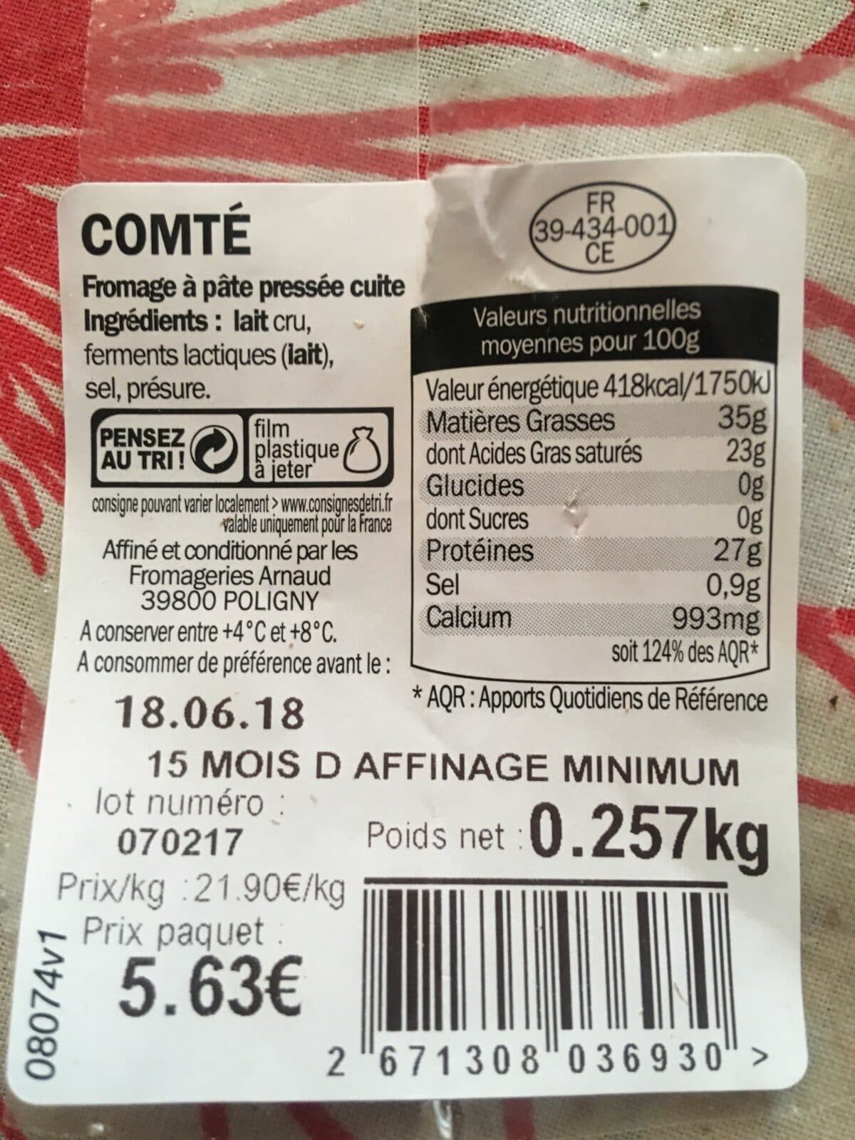 Open Food Facts Comté packshot