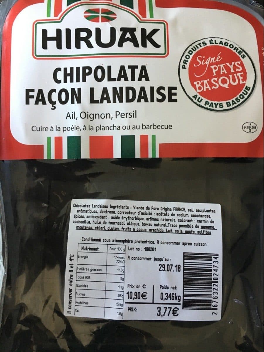 Hiruak Chipolata façon landaise packshot