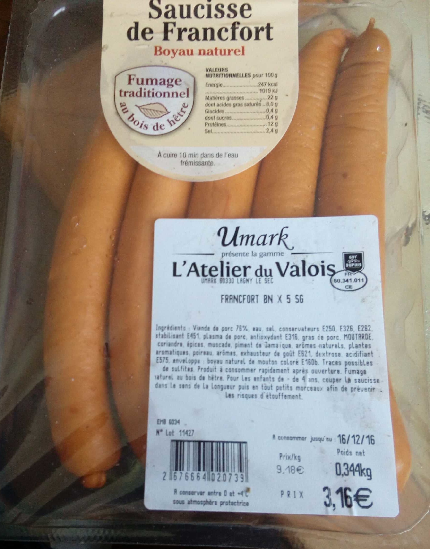 L'Atelier du Valois Saucisse de Francfort packshot