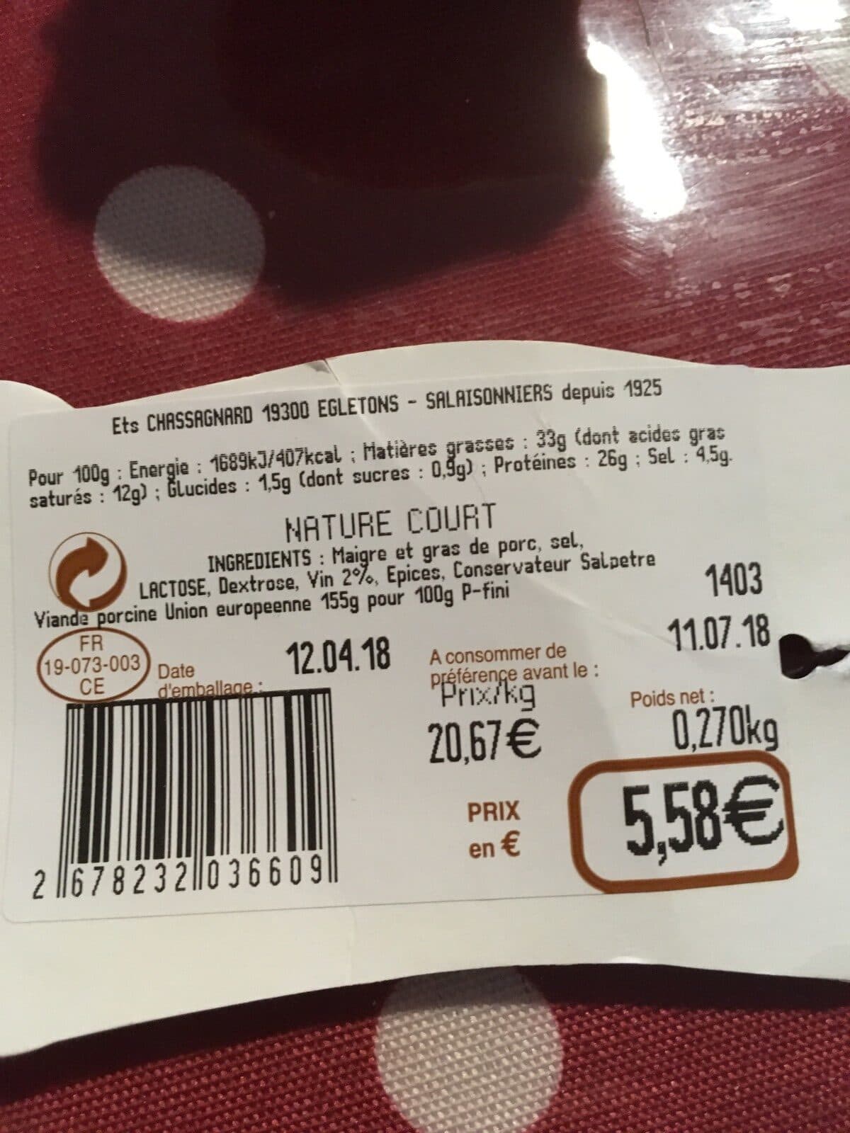 Open Food Facts Saucisson sec packshot