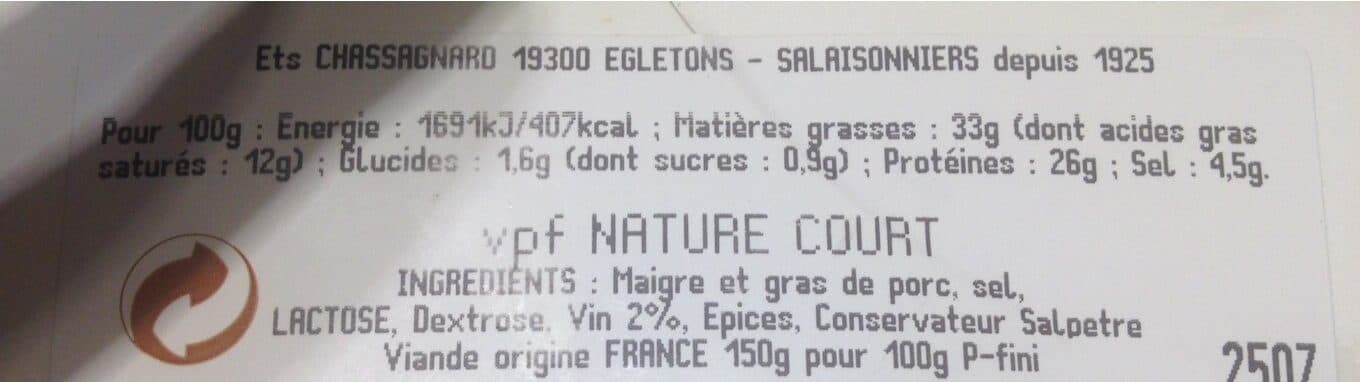 Maison Chassagnard Saucisson Sec packshot