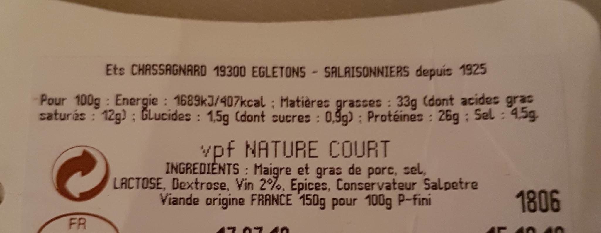Open Food Facts saucisson sec de correze egletons packshot