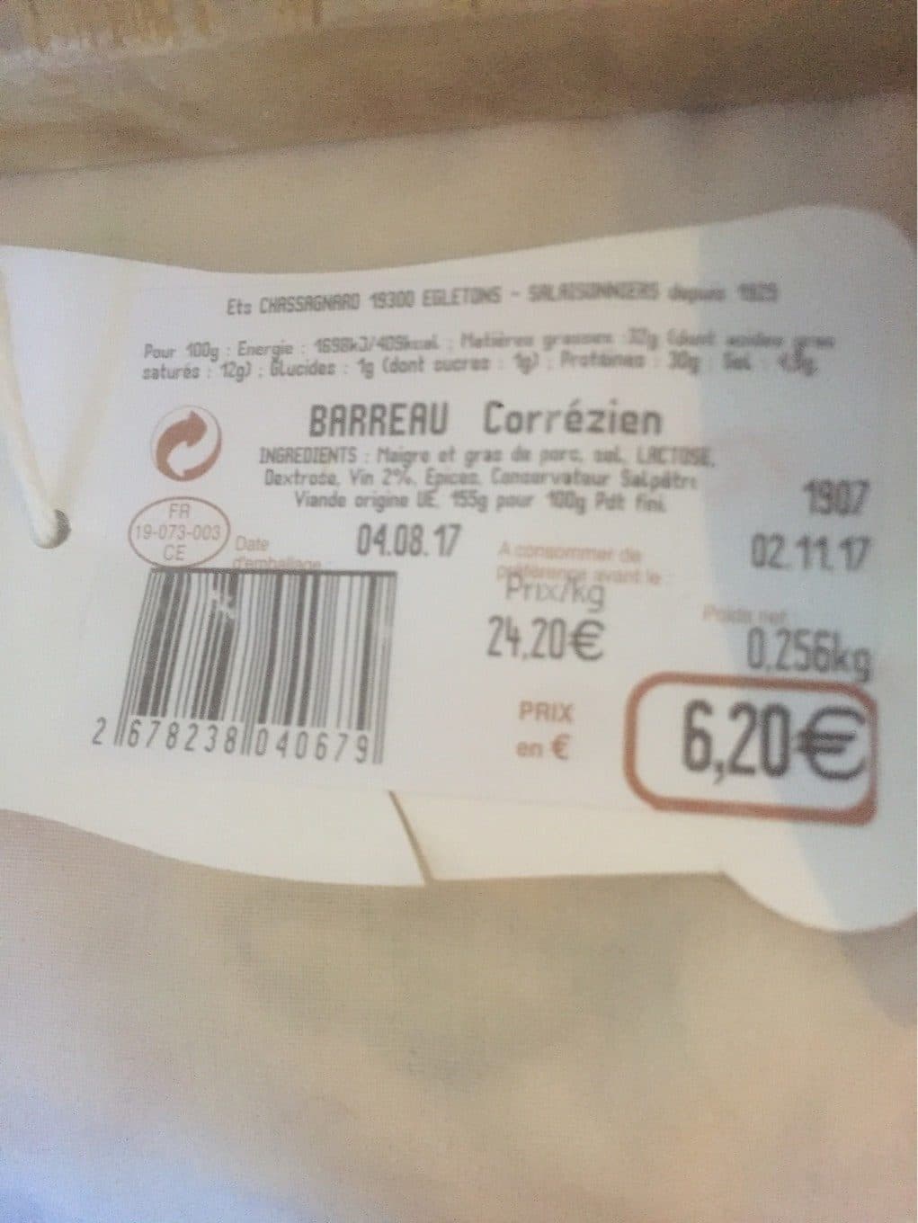 Maison Chassagnard Saucisson sec packshot
