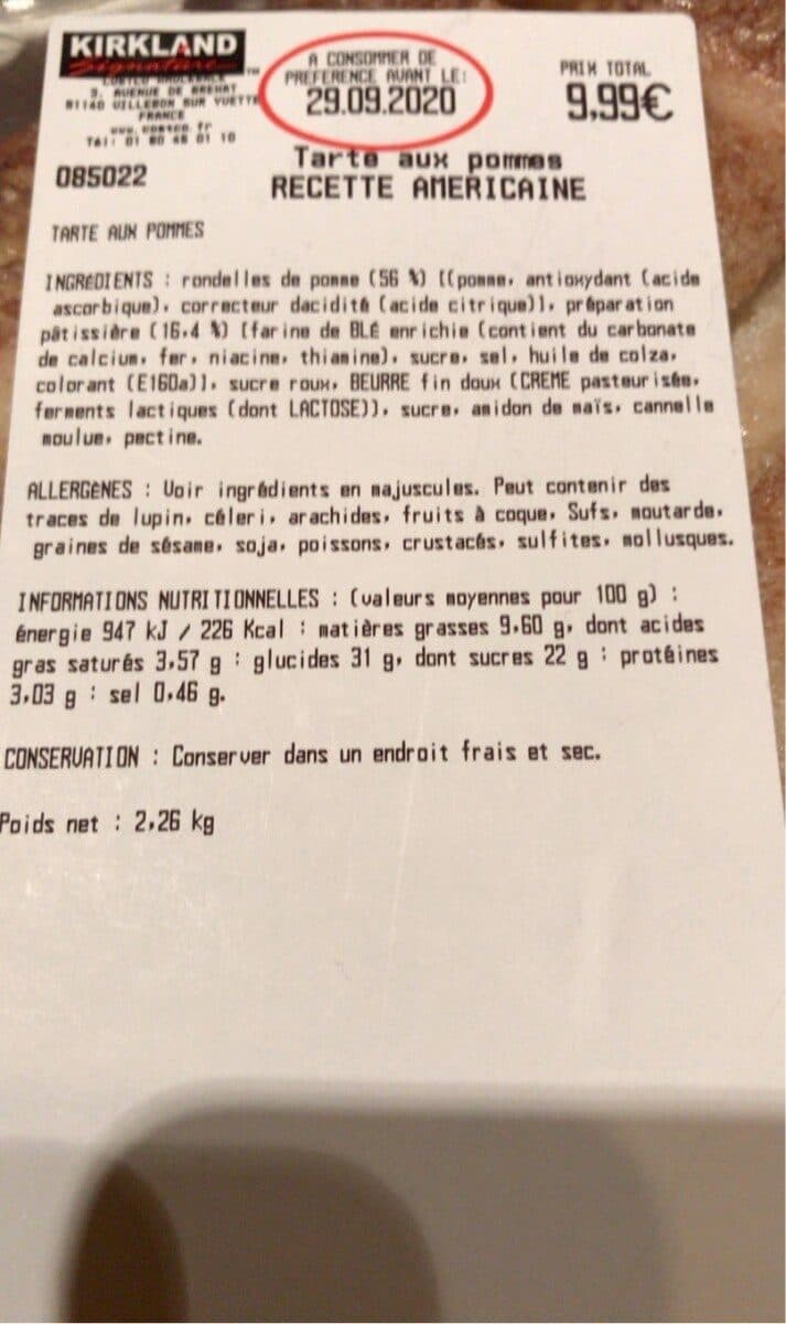 Costco Tarte au pomme recette americaine packshot