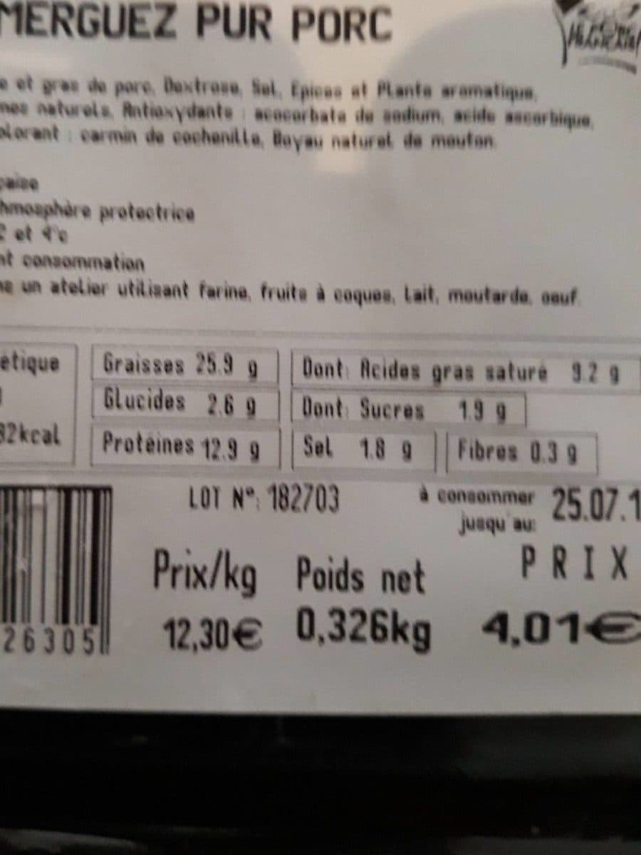 Open Food Facts Merguez pur porc packshot