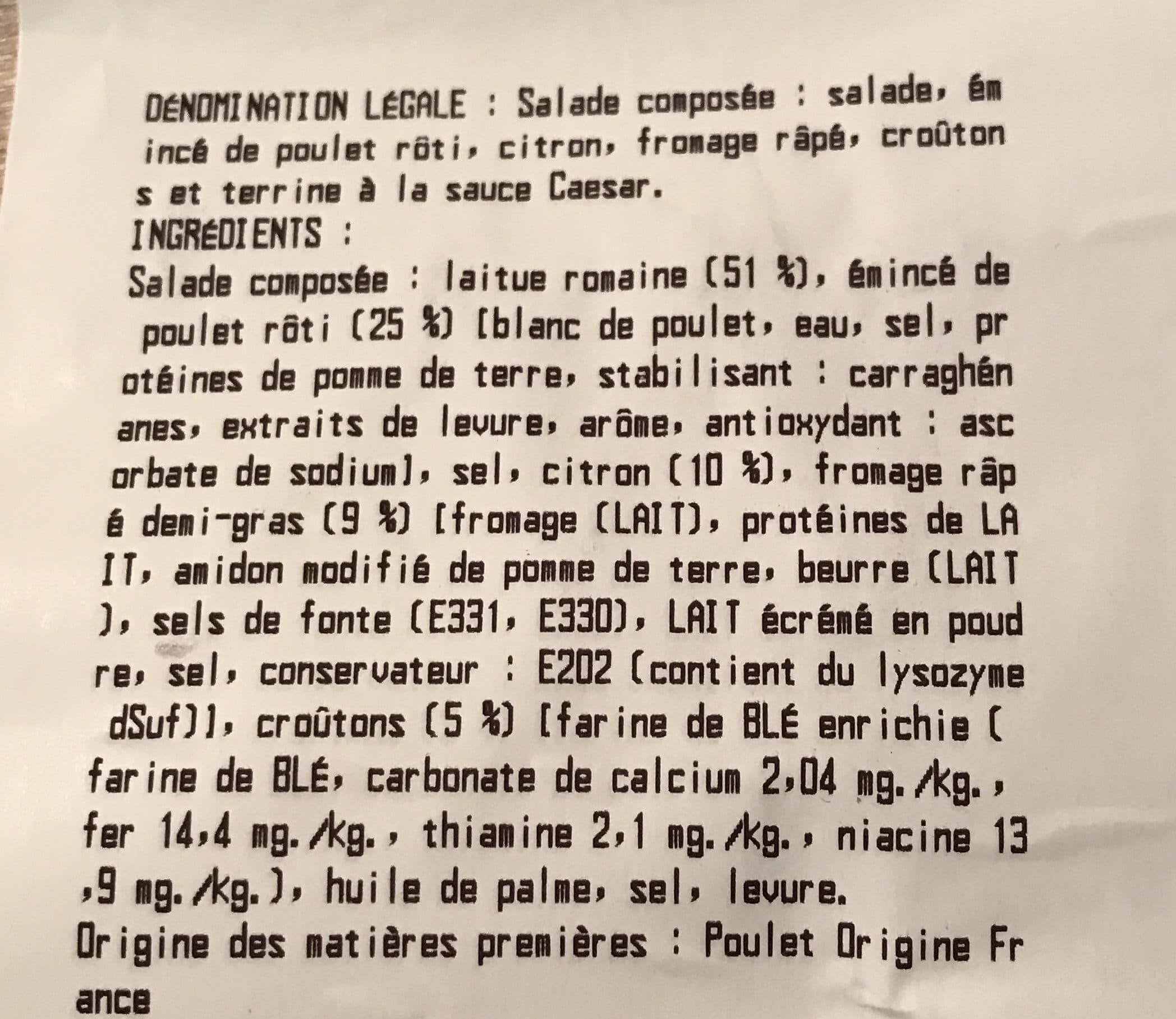 Costco Salade cesar au poulet packshot