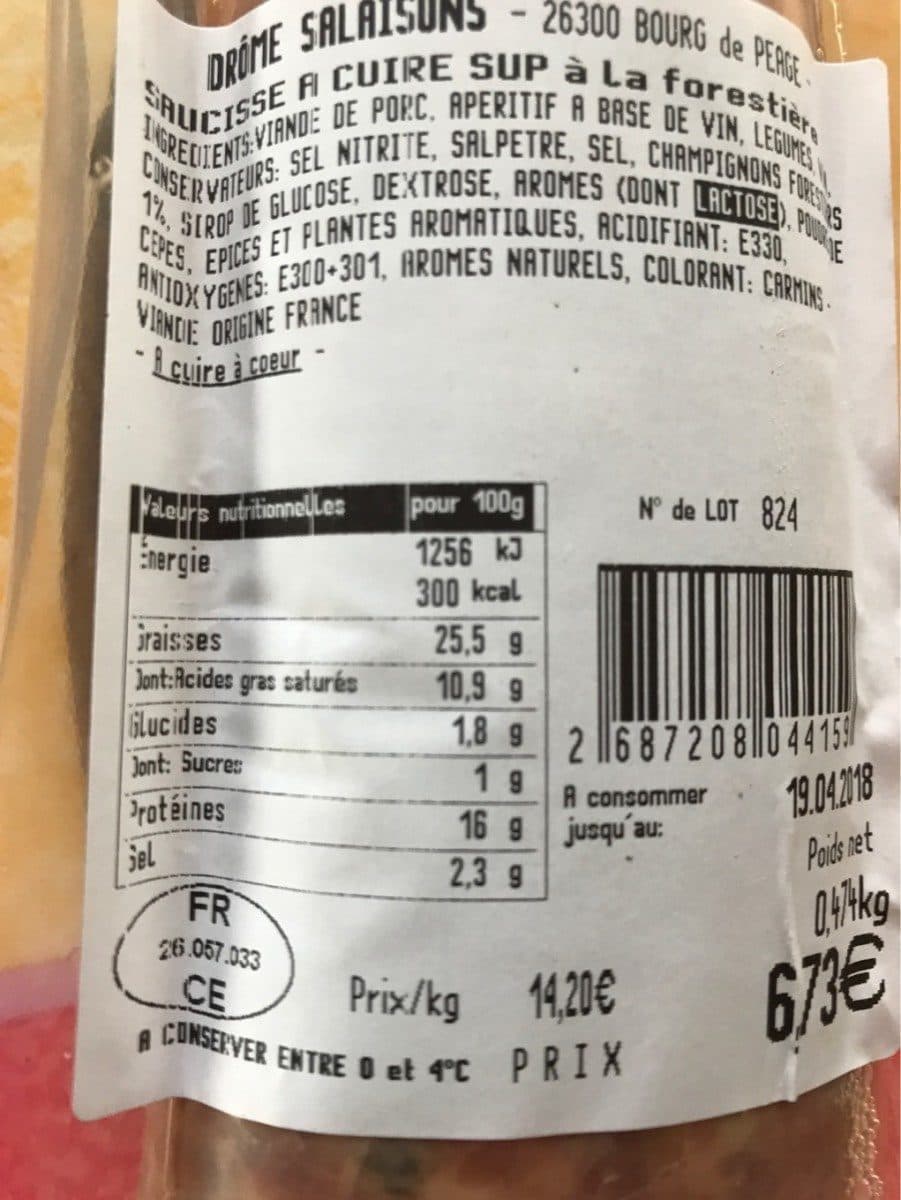 Open Food Facts Saucisse a cuire a la forestiere packshot
