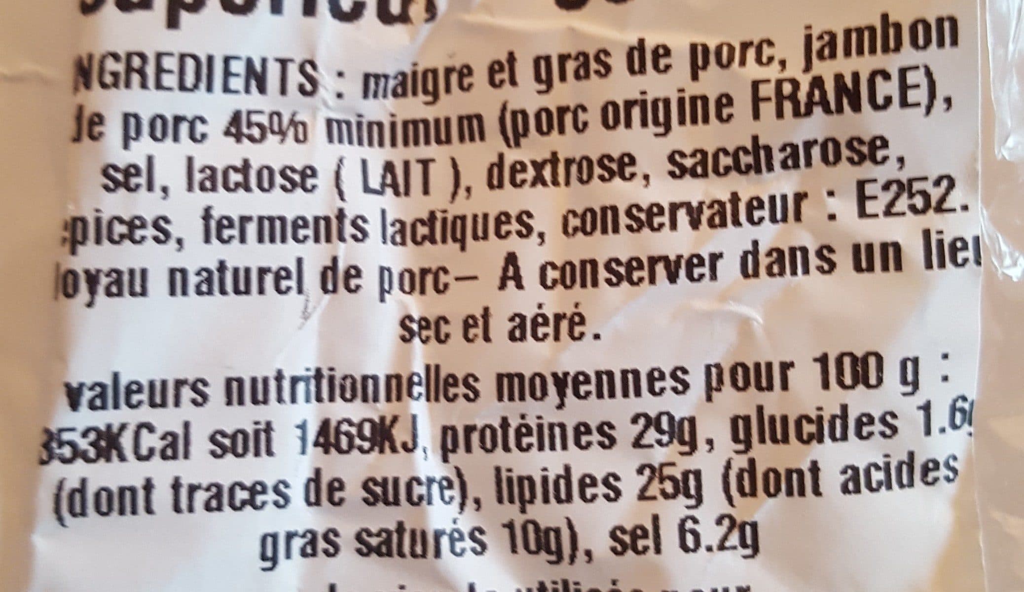 Open Food Facts Saucisson sec supérieur packshot