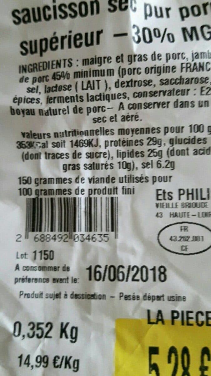 Louis Auvergne Saucisson sec pur porc supérieur packshot