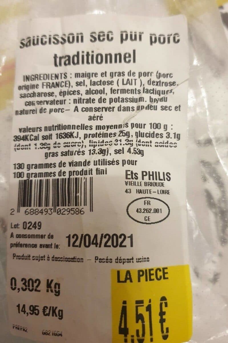 Open Food Facts Saucisson sec packshot