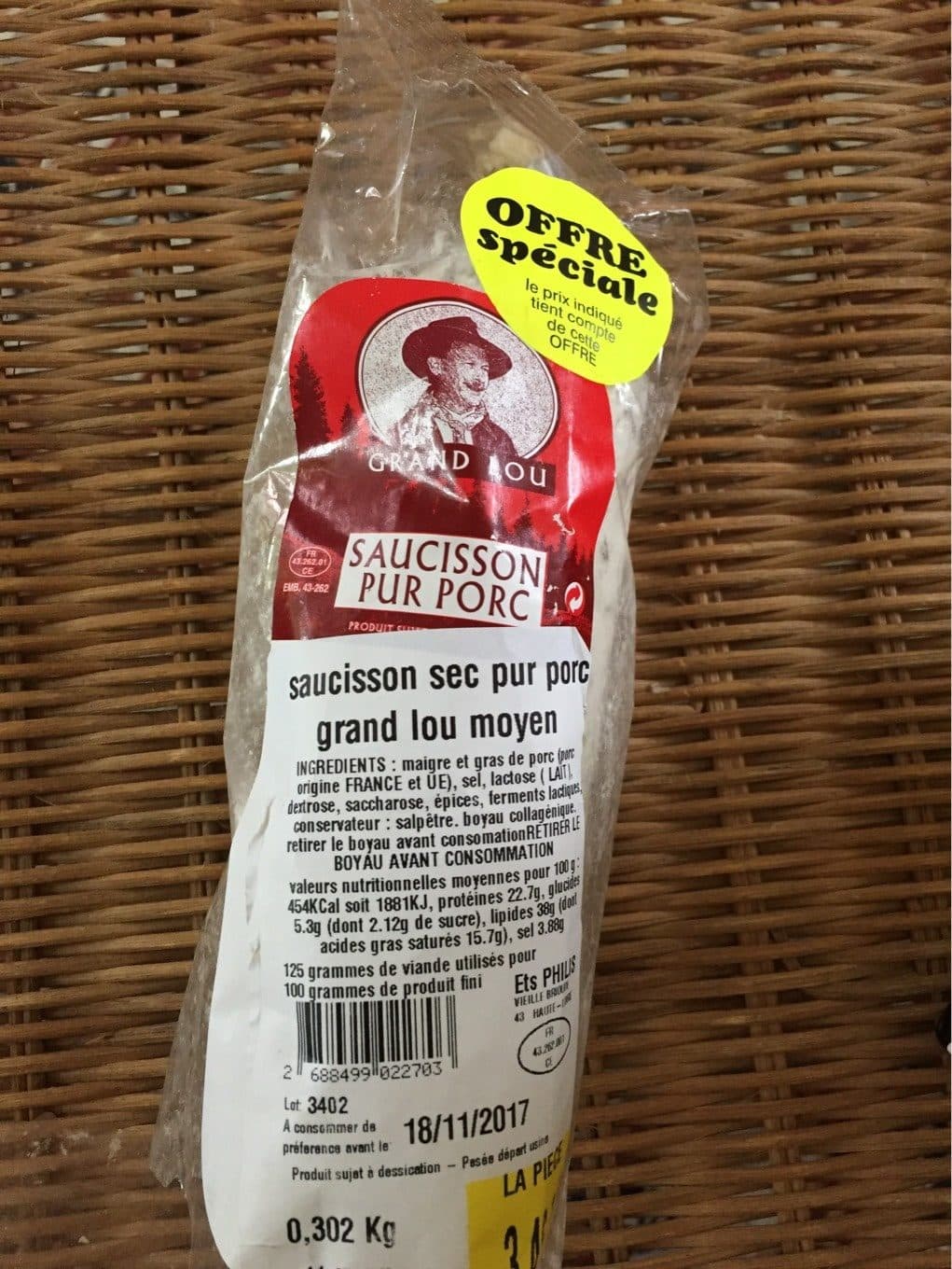 grand loup Saucisson pur porc packshot