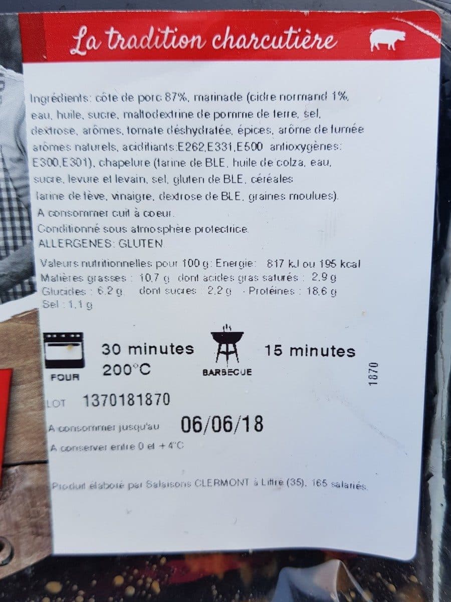 Open Food Facts Côtes de porc panees packshot