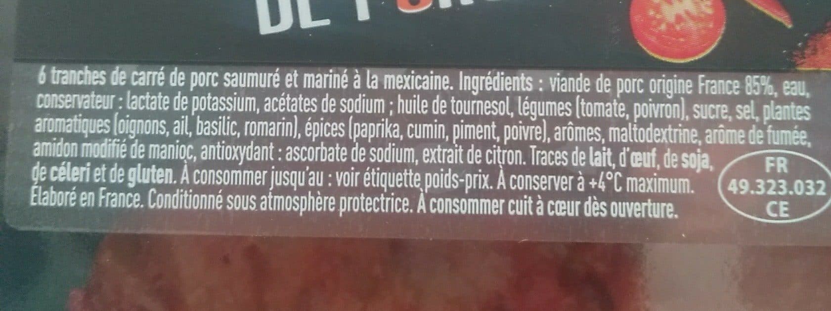 Open Food Facts Tranches fines de porc à la mexicaine packshot