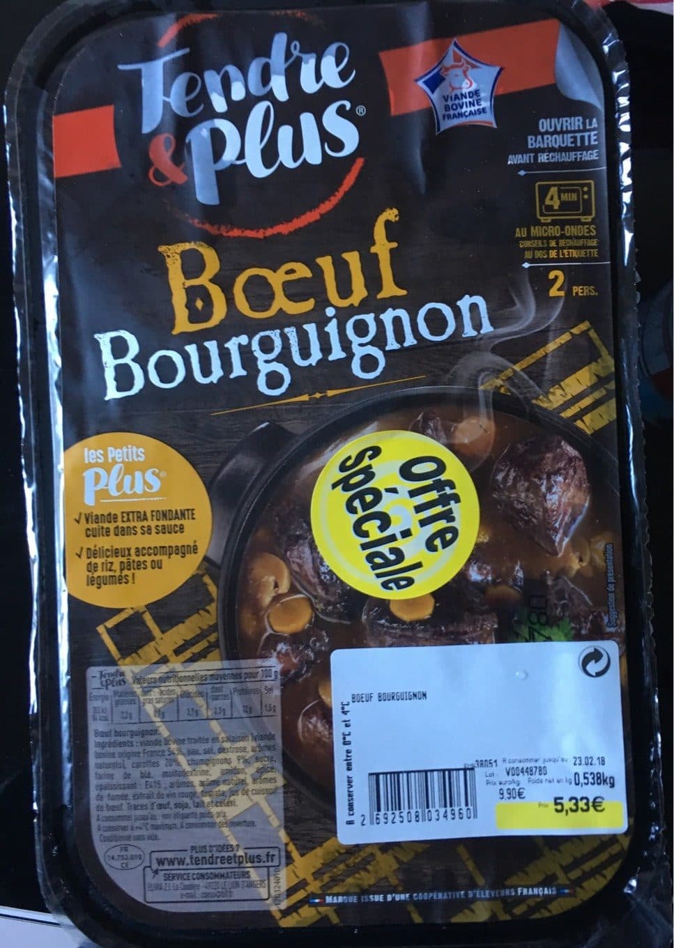 Tendre Et Plus Boeuf bourguignon packshot