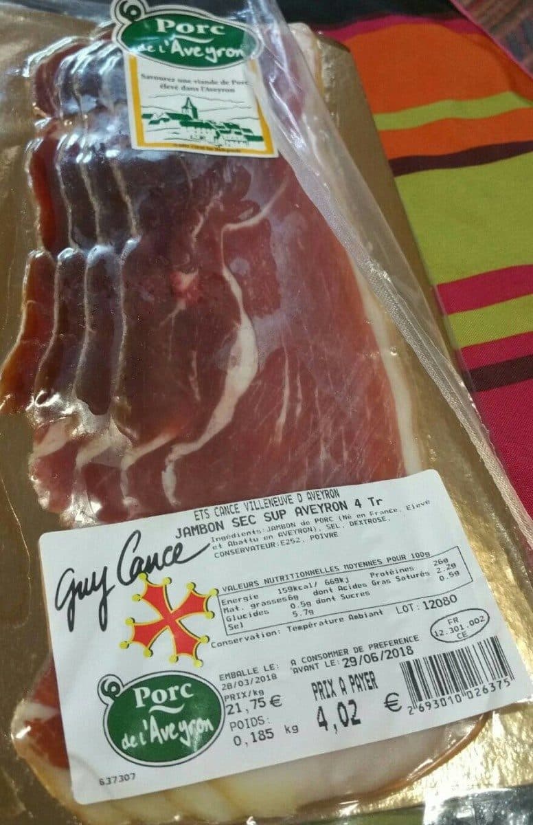 Open Food Facts Jambon sec supérieur de l'Aveyron packshot