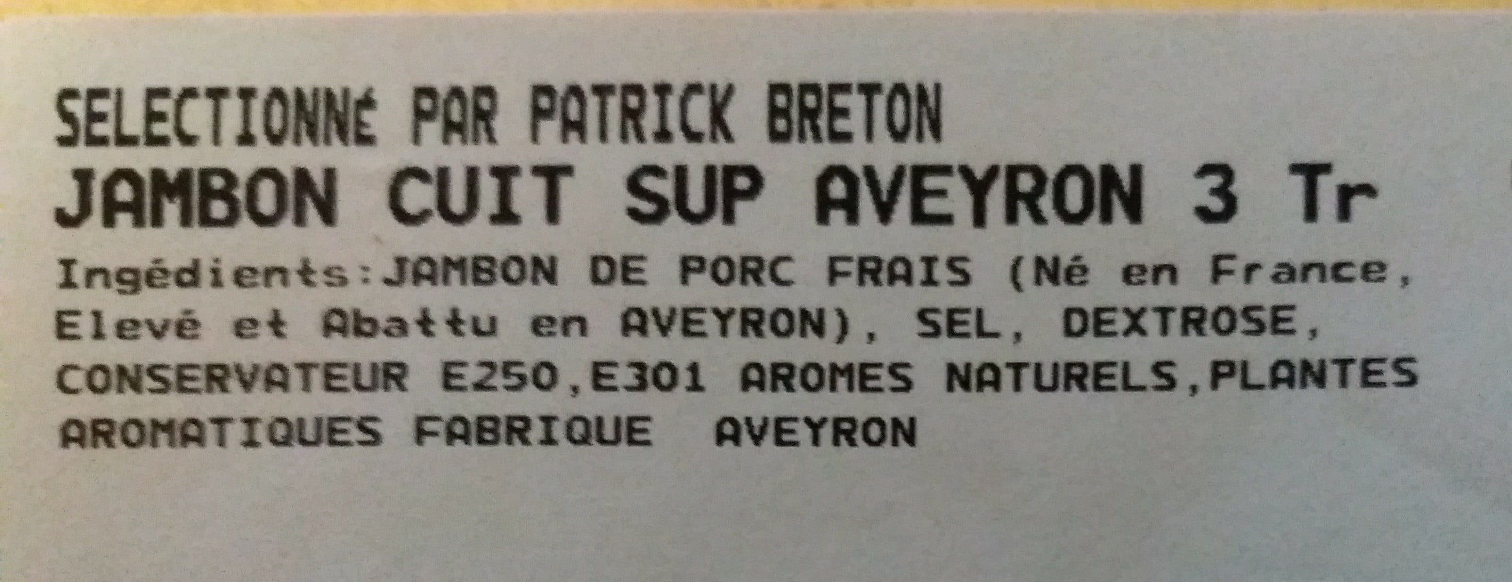 Porc de l'Aveyron Jambon cuit sup aveyron packshot