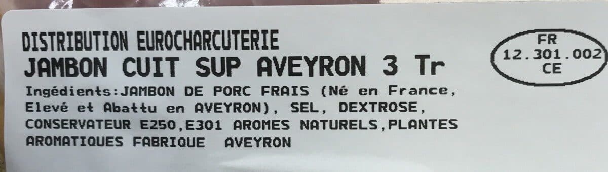 Porc de l'Aveyron Jambon blanc packshot