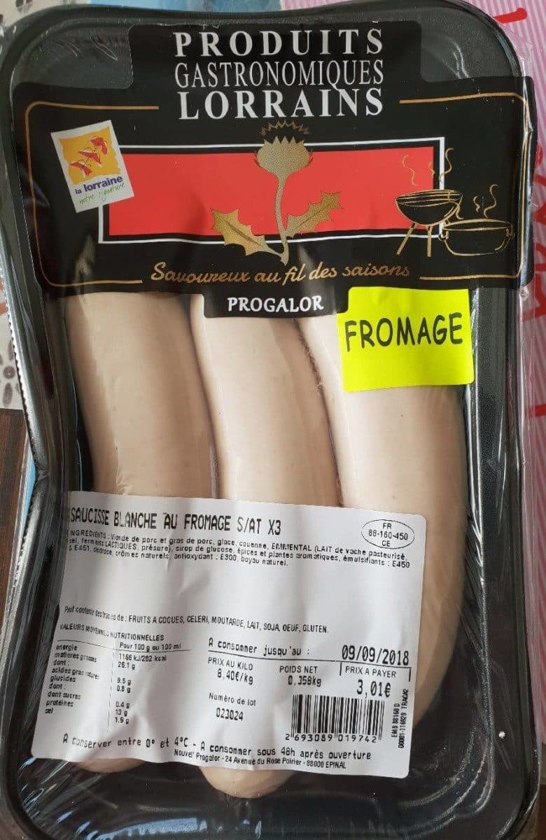Open Food Facts Saucisses blanches au fromage packshot