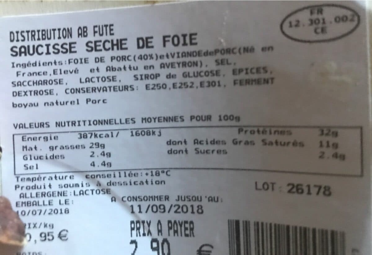 Open Food Facts Saucisse de foie packshot