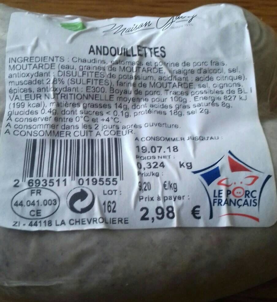 Open Food Facts Andouillette packshot