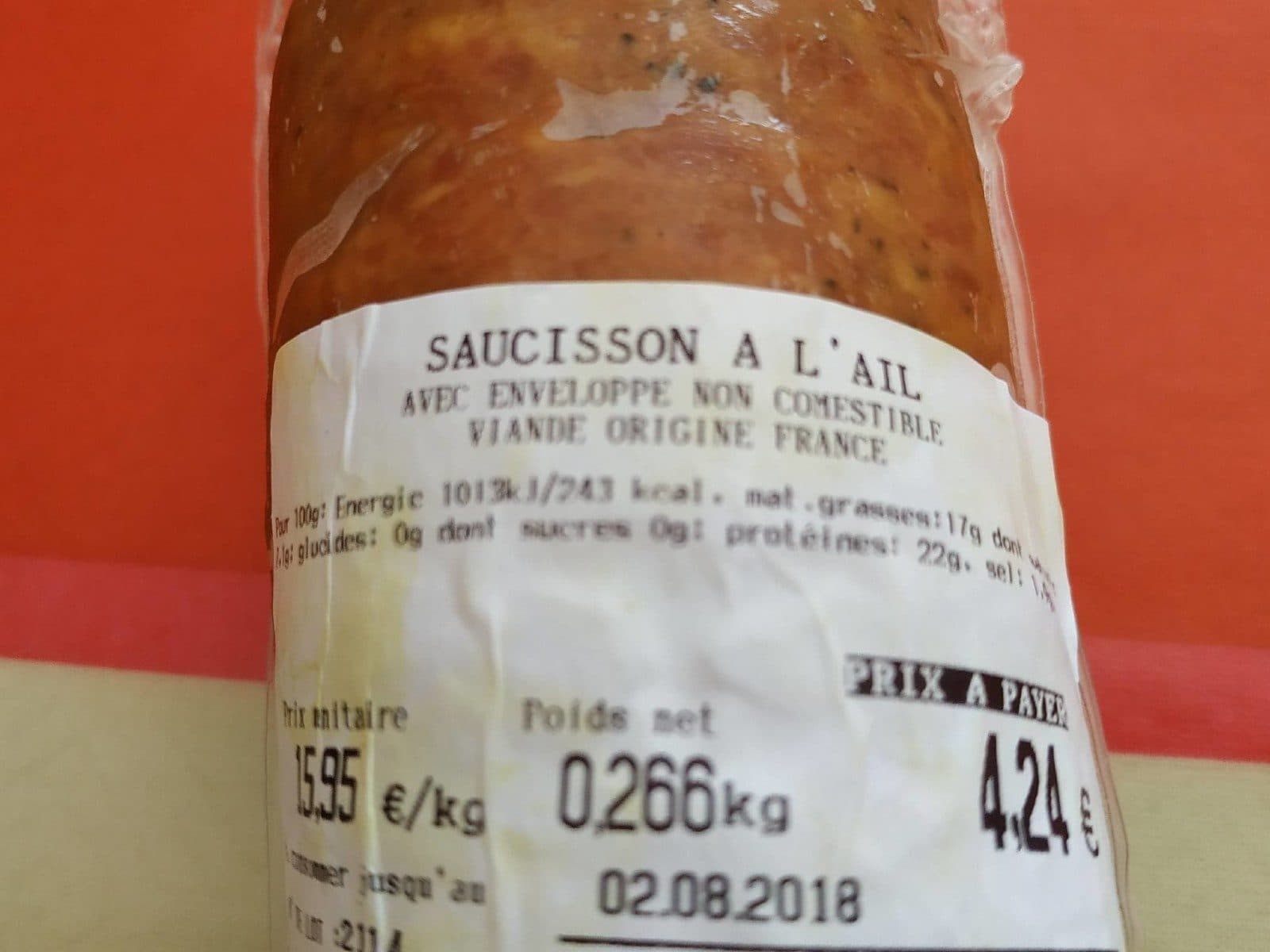 Open Food Facts Saucisson à l'ail packshot