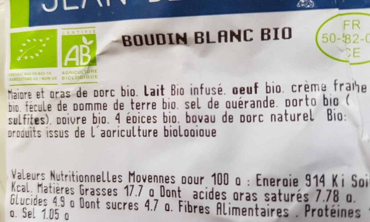 Open Food Facts Boudin blanc packshot