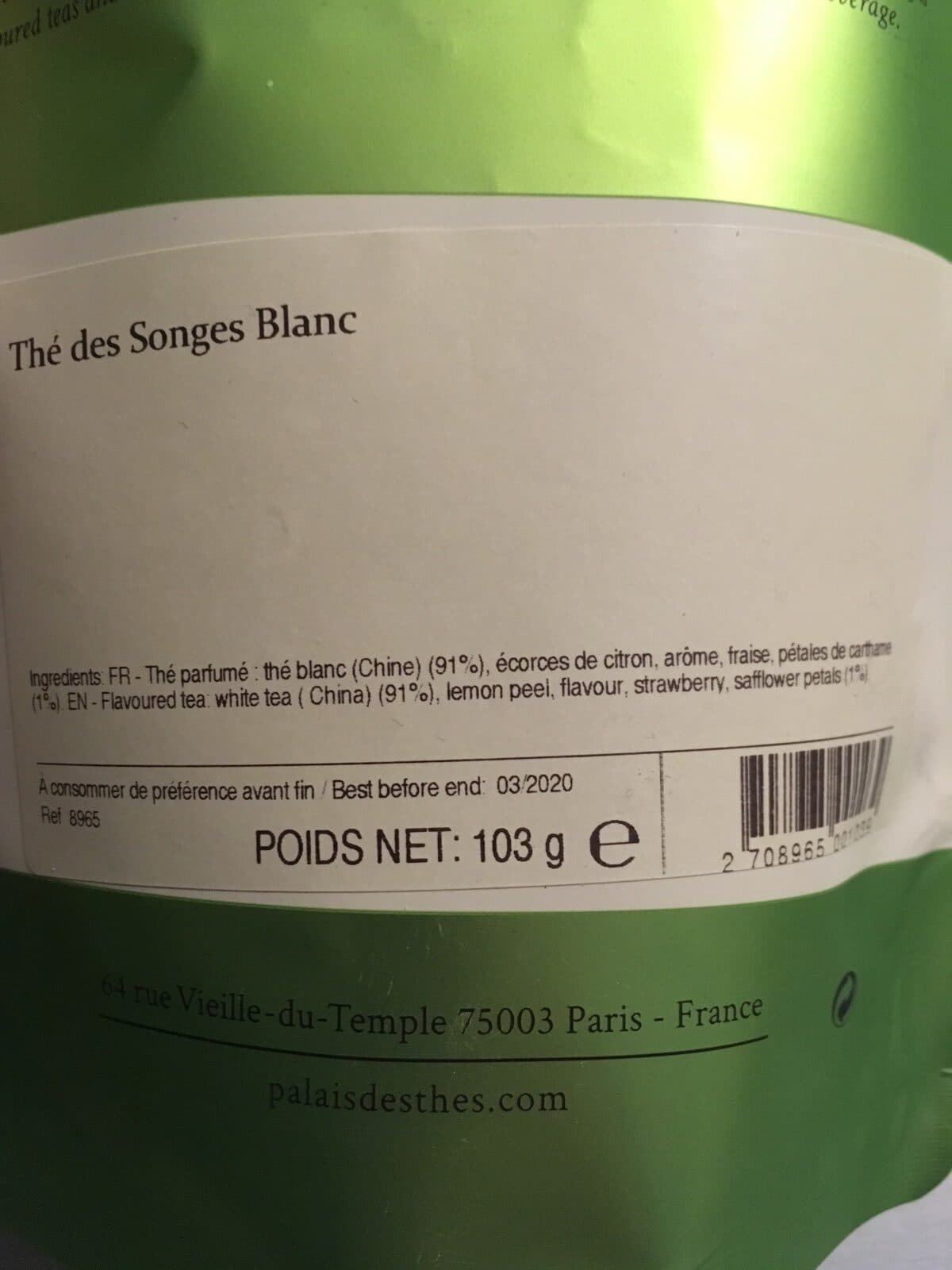 Palais des Thés Thé des Songes Blanc packshot