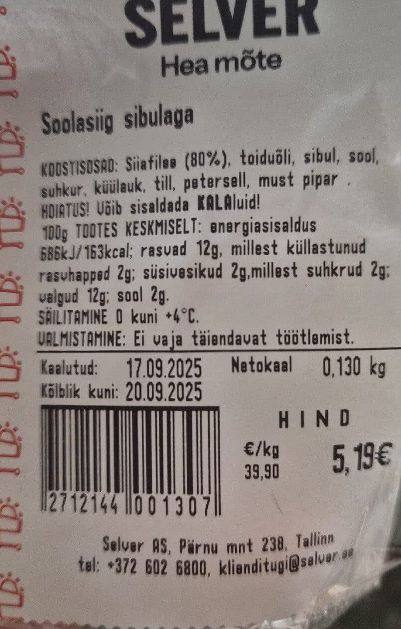 Selver Soolasiig Sibulaga packshot