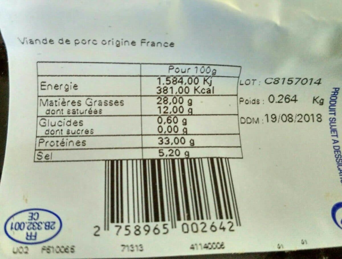 Open Food Facts Saucisson sec aux herbes du MA packshot
