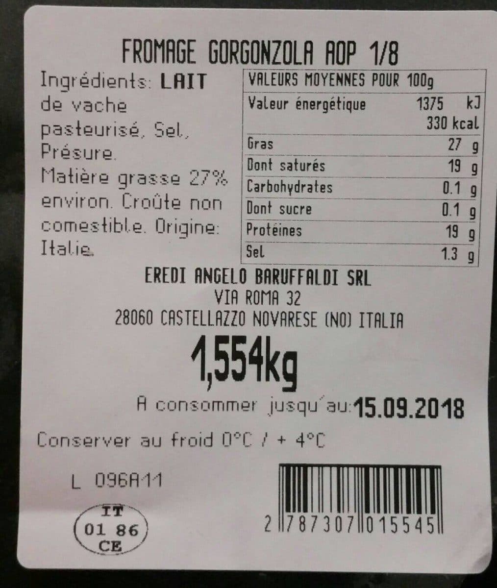 Open Food Facts Gorgonzola aop 1/8 packshot
