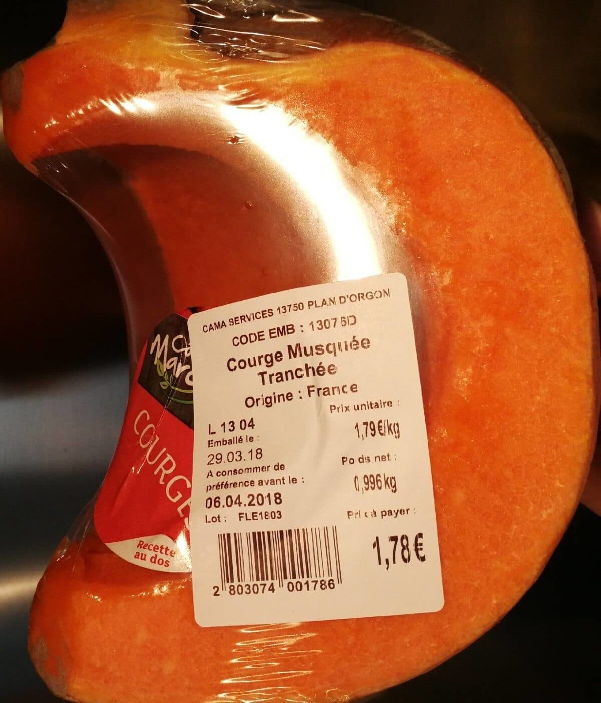 Open Food Facts Courge Musquée Tranchée packshot
