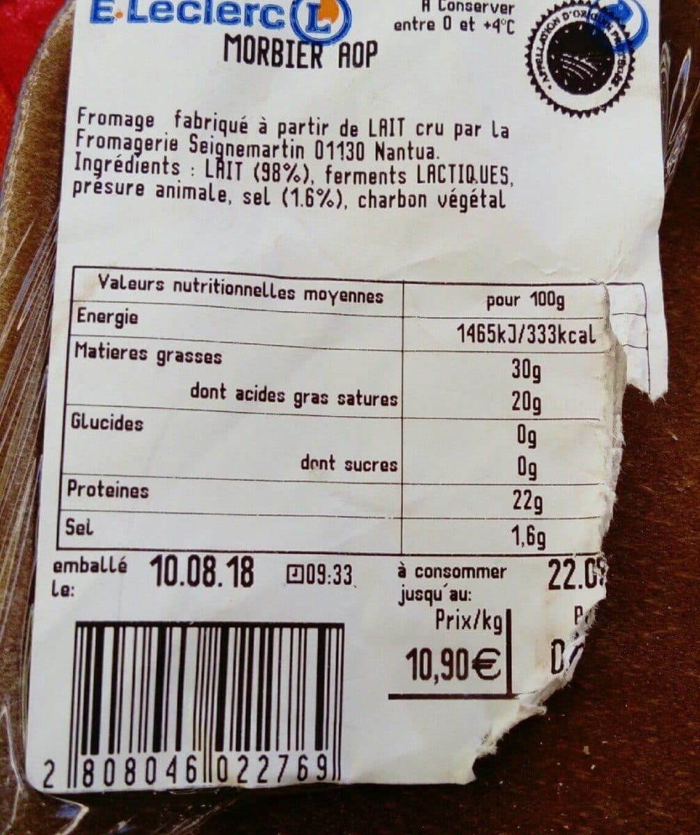 Open Food Facts Morbier au lait cru "la Gelinotte" packshot