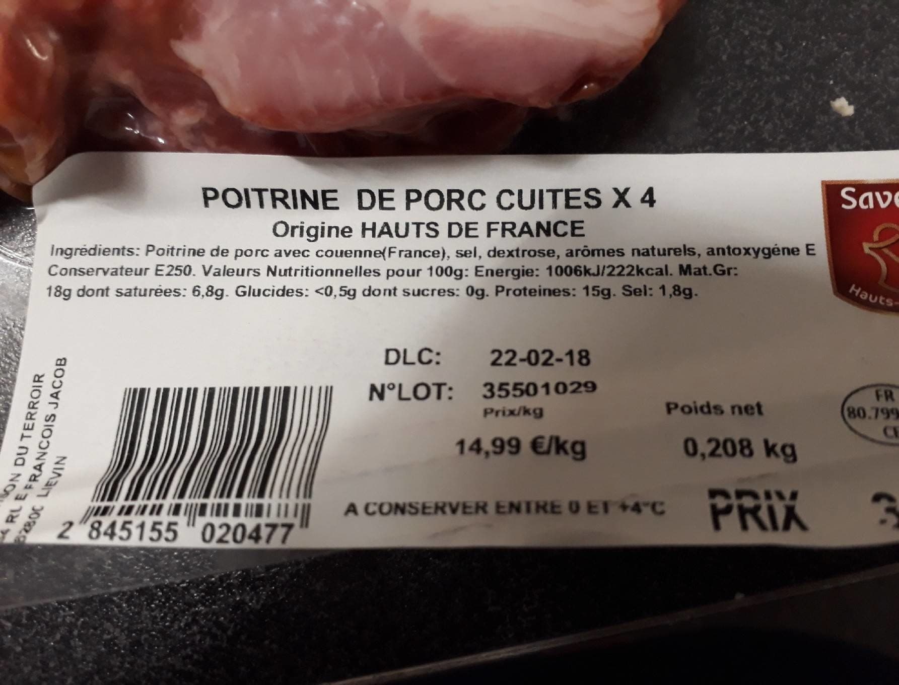 Saveurs En Or Poitrine de porc packshot