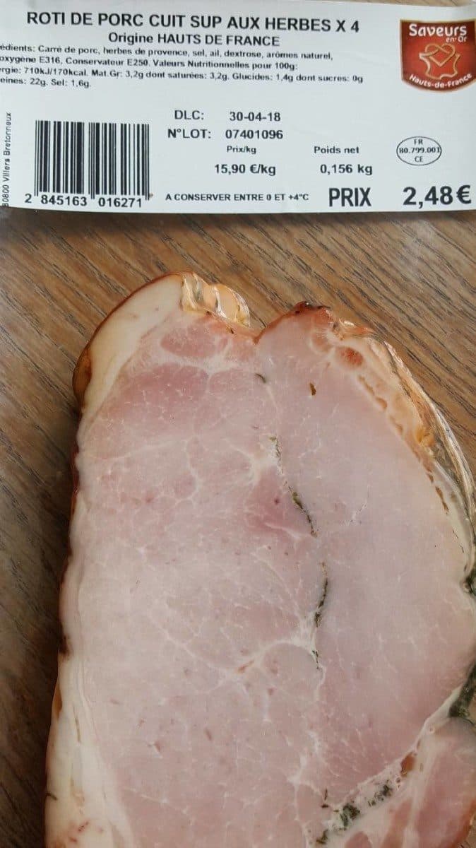 Open Food Facts Rôti de porc cuit aux herbes packshot