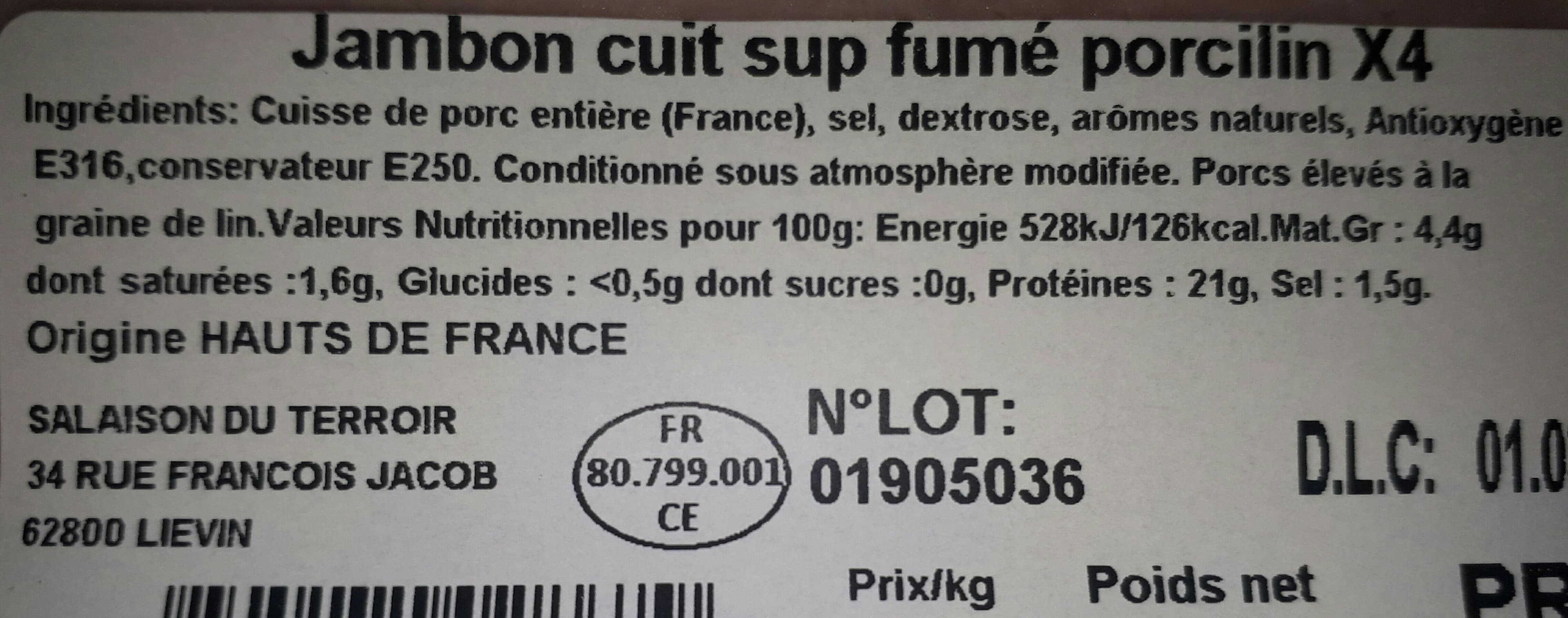 Porcilin Jambon cuit fumé packshot