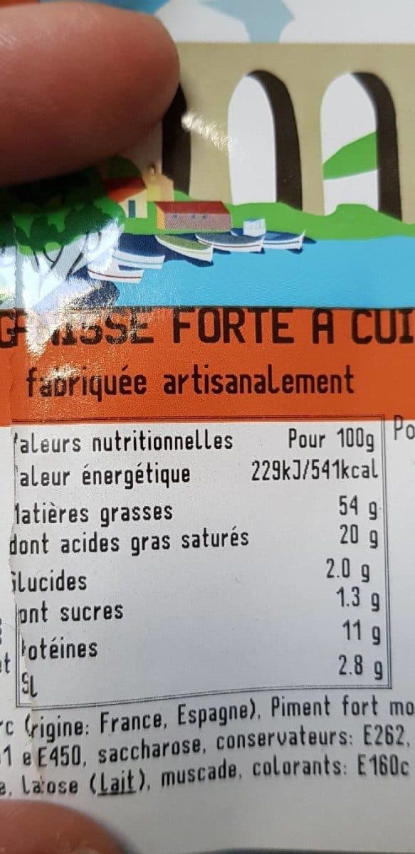 Open Food Facts Longanisse forte à cuire packshot