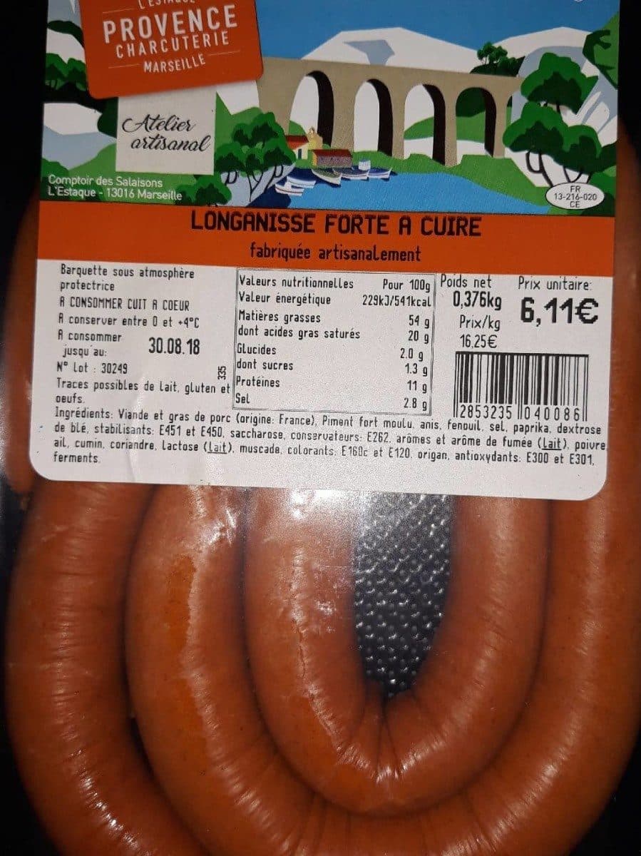 Open Food Facts Longanisse forte à cuire packshot