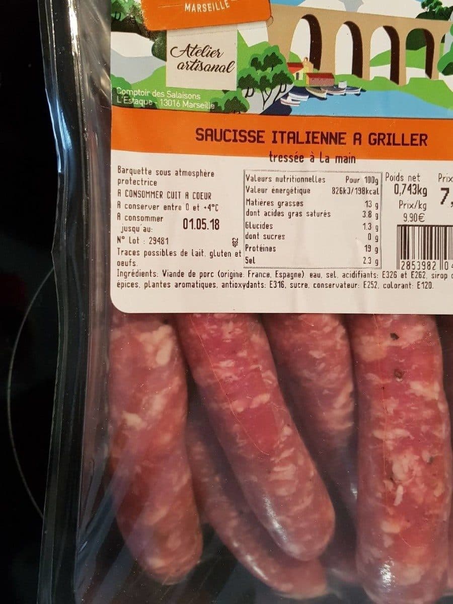 Open Food Facts Saucisse italienne à griller packshot