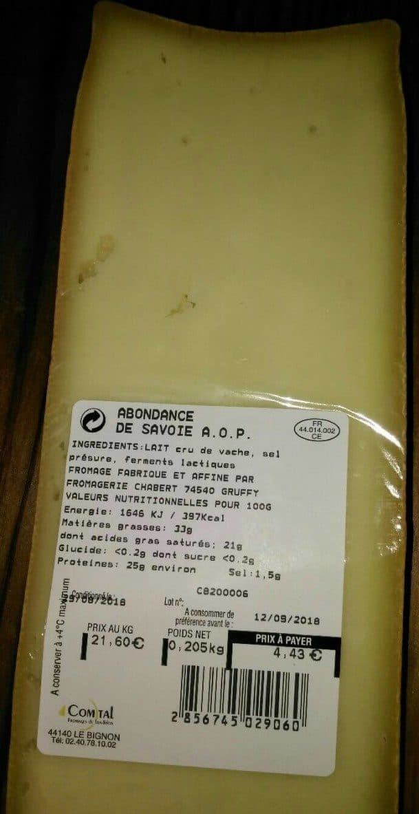 Open Food Facts Abondance de savoie A.O.P packshot