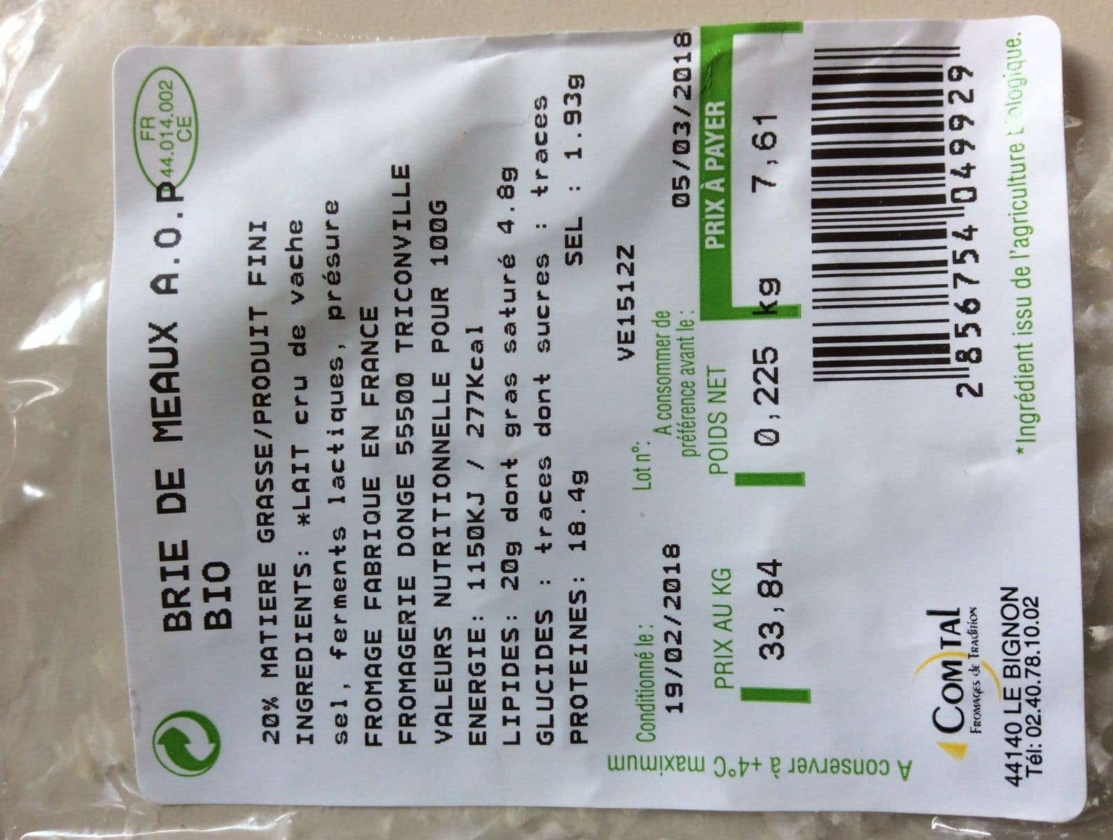 Comtal Brie de meaux AOP packshot