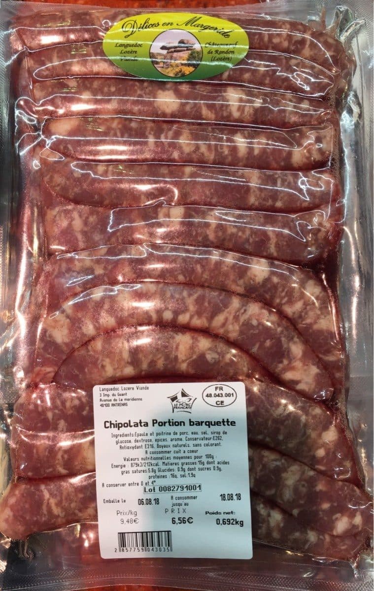 Open Food Facts Chipolata portion barquette packshot